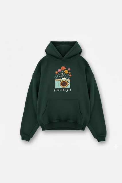 Focus On the Good Black Winter Hoody.