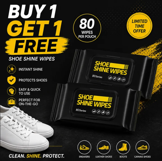 Instant Shoe Cleaner & Shine Wipes (80 Pcs) – Buy 1 Box, Get 1 Free
