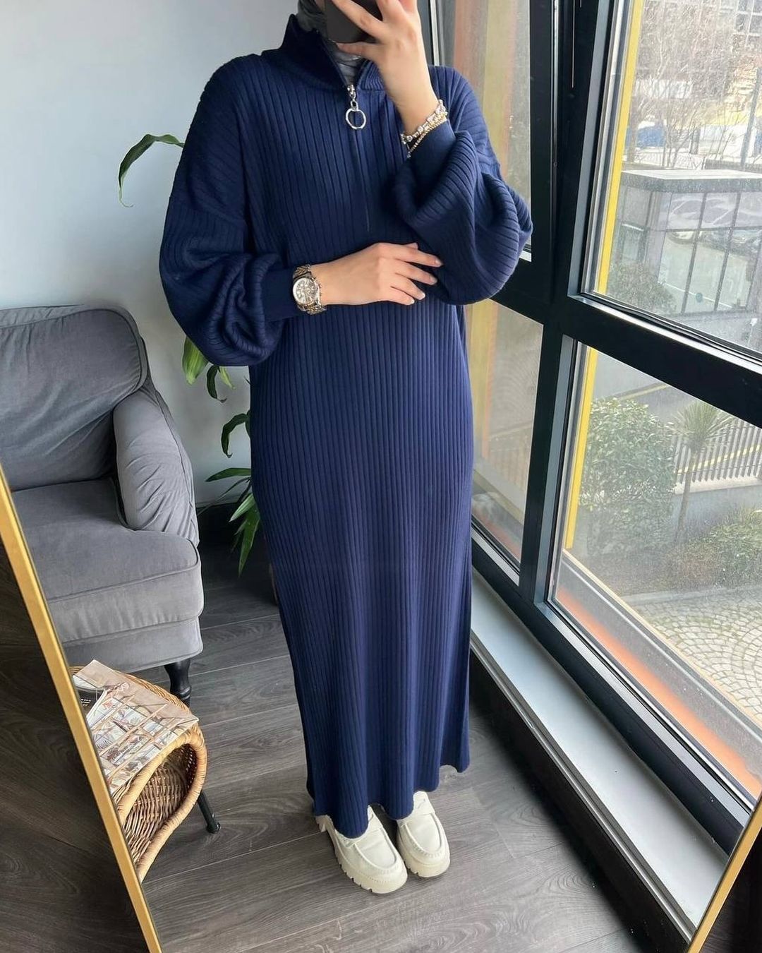 Winters Turkish Zip Long Body Con Dress.