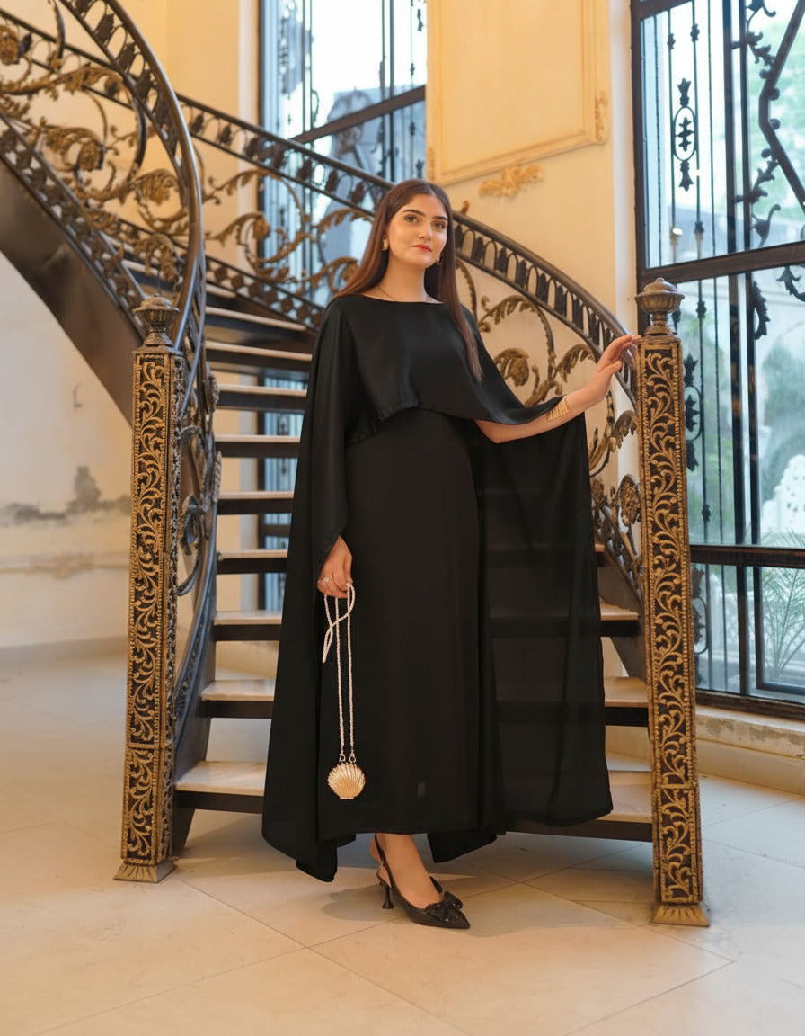 Latest Cap Shawl Silk Long Body Fitted Maxi.