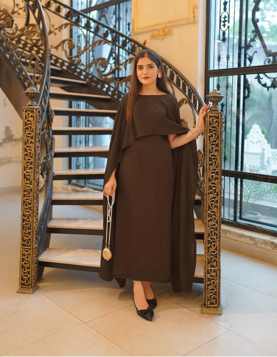 Latest Cap Shawl Silk Long Body Fitted Maxi.