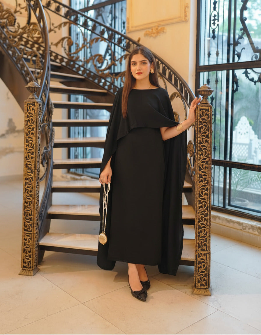 Latest Cap Shawl Silk Long Body Fitted Maxi.